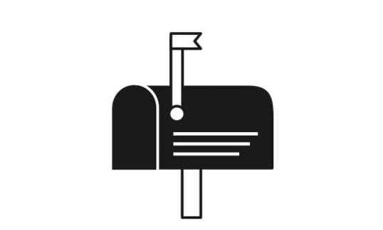 Pictogram: Mailbox with raised flag as a symbol of a business address