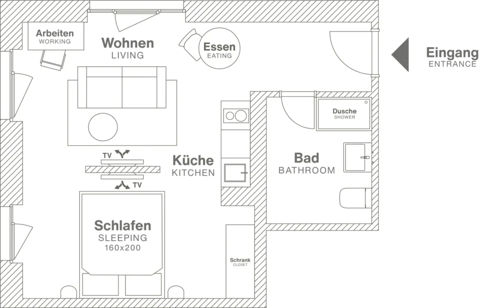 Layout of the Medium apartment (Variant 4), ipartment Berlin Airport