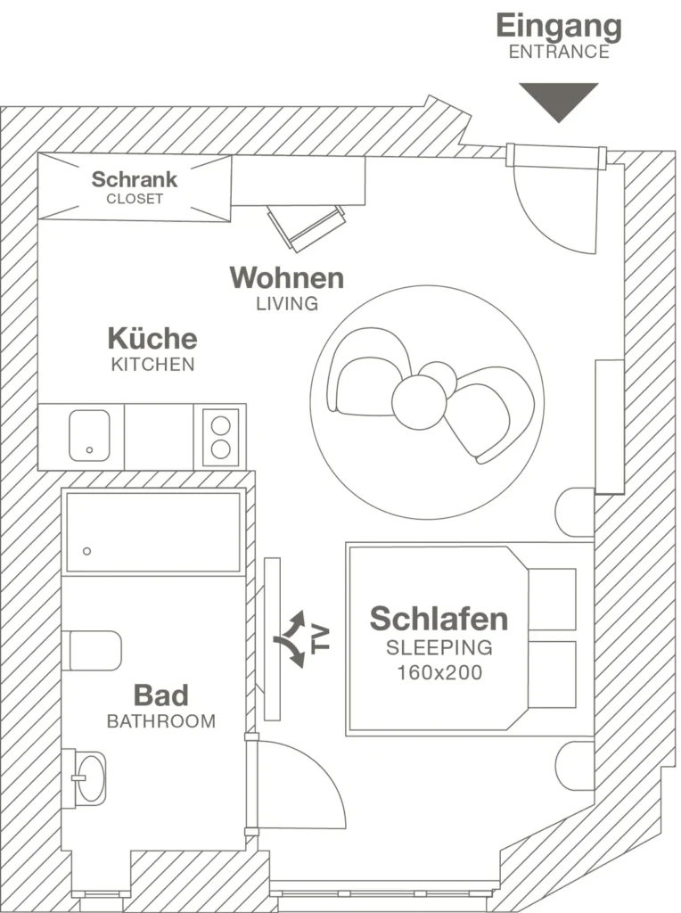 Layout of the Medium apartment (Variant 3), ipartment Berlin Kurfürstendamm