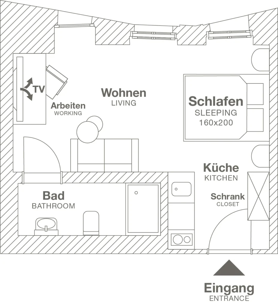 Floor plan of the Smart apartment (Variant 2), ipartment Berlin Kurfürstendamm