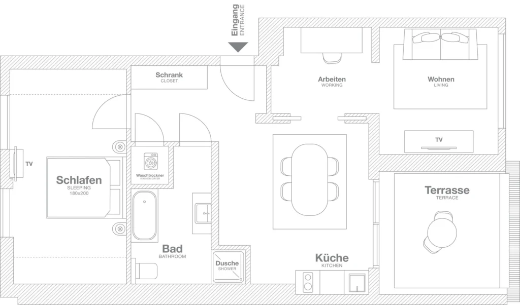 Layout of the Luxury apartment, ipartment Berlin Mitte