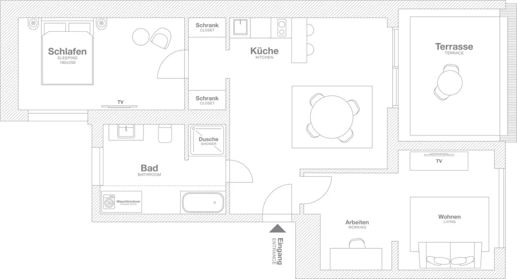 Layout of the Xtra Luxury apartment, ipartment Berlin Mitte