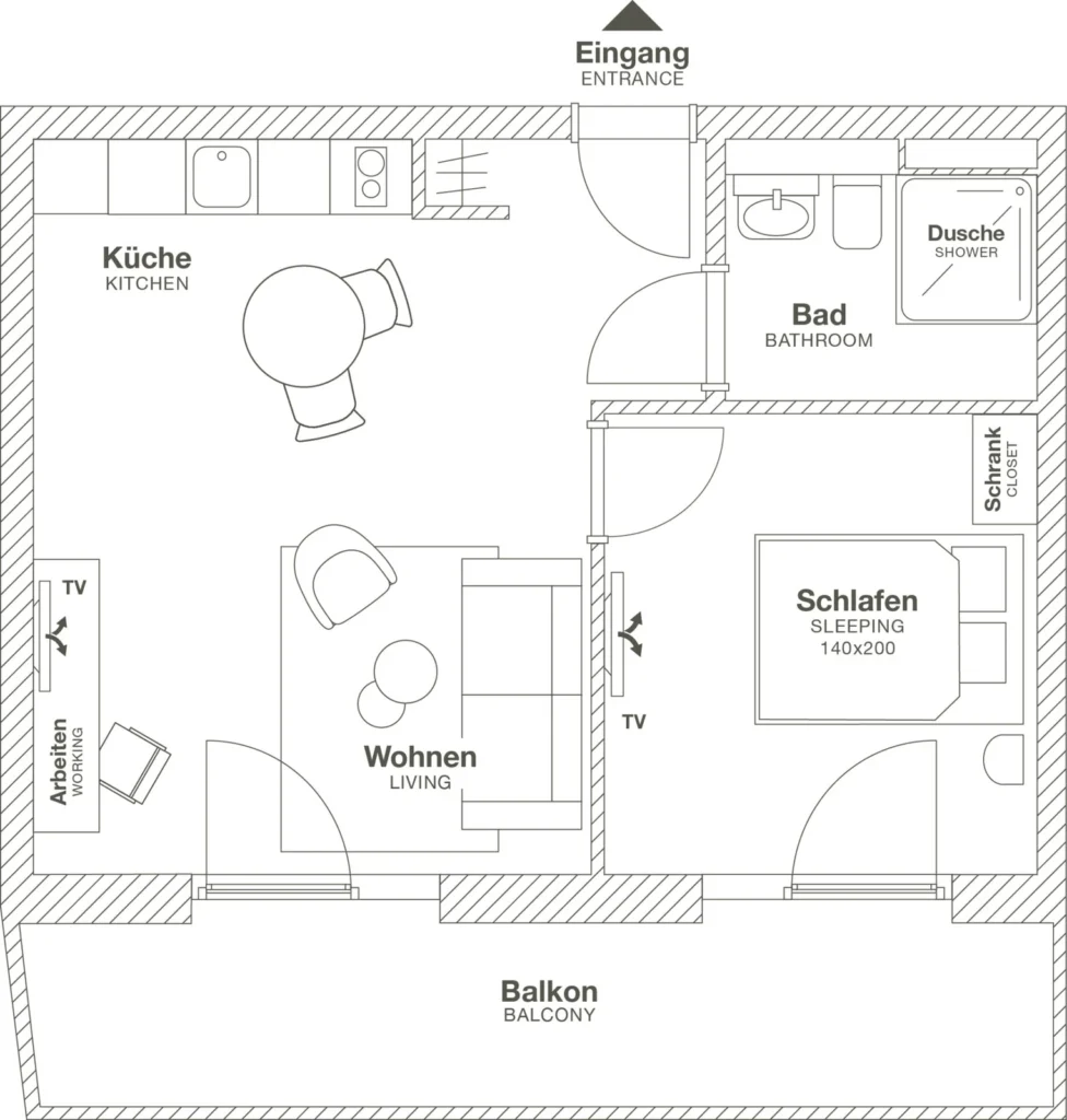 Layout of the Medium apartment (Variant 1), ipartment Böblingen-Sindelfingen