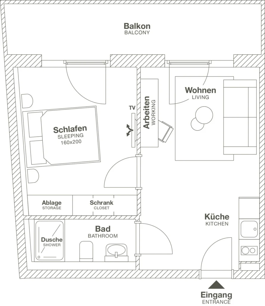 Layout of the Medium apartment (Variant 2), ipartment Böblingen-Sindelfingen