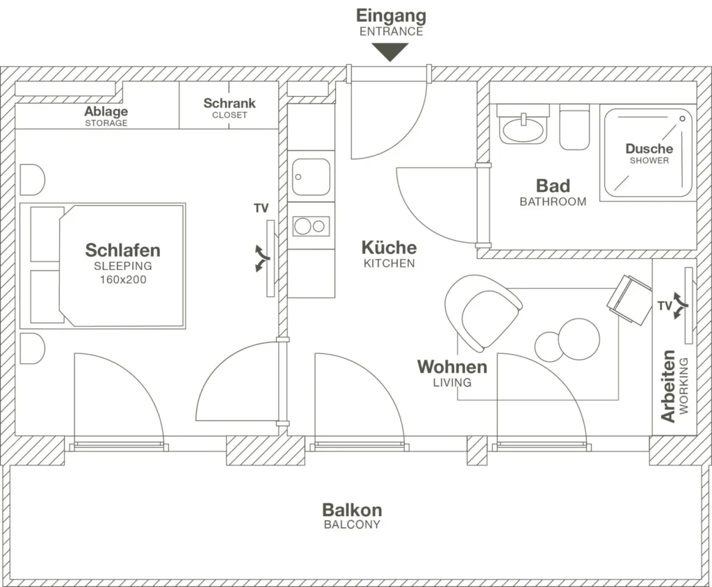 Layout of the Medium apartment (Variant 3), ipartment Böblingen-Sindelfingen