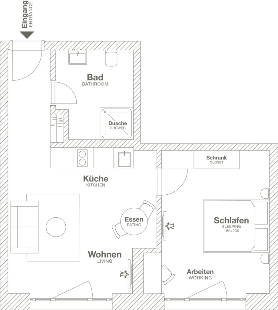 Layout of the Luxury apartment (Variant 2), ipartment Darmstadt
