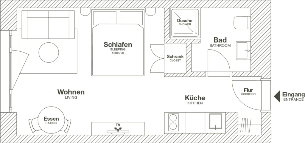Layout of the Smart apartment, ipartment Darmstadt