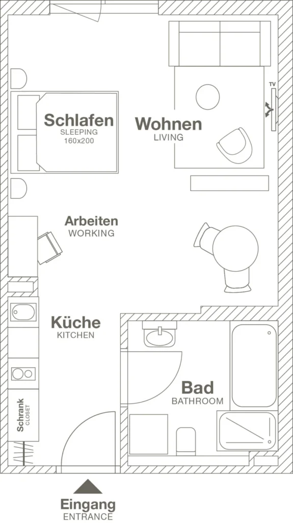 Layout of the Luxury apartment, ipartment Frankfurt Airport