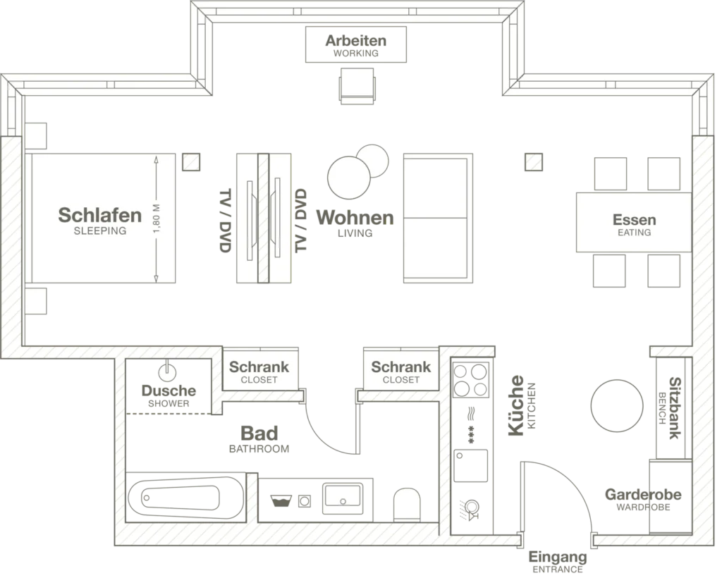 Layout of the Luxury apartment (Variant 1), ipartment Frankfurt Europaviertel