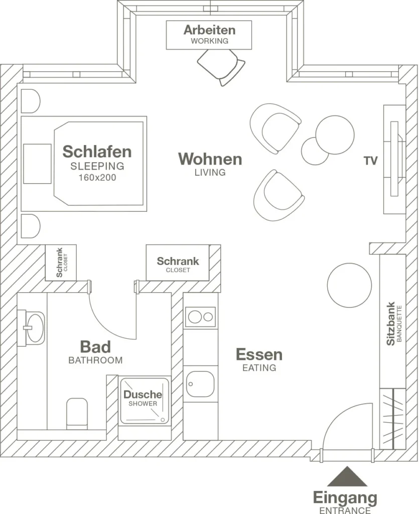 Layout of the Medium apartment (Variant 3), ipartment Frankfurt Europaviertel