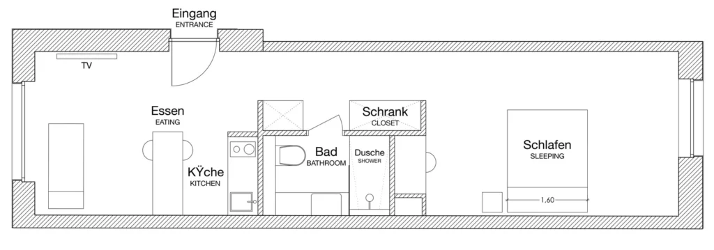 Layout of the Medium apartment (Variant 2), ipartment Cologne Mülheim