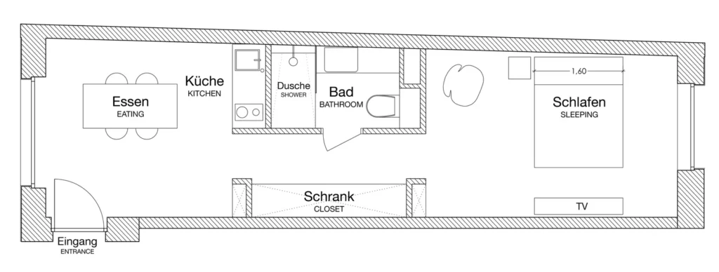 Layout of the Medium apartment (Variant 4), ipartment Cologne Mülheim