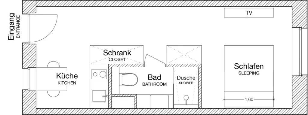 Layout of the Smart apartment (Variant 3), ipartment Cologne Mülheim