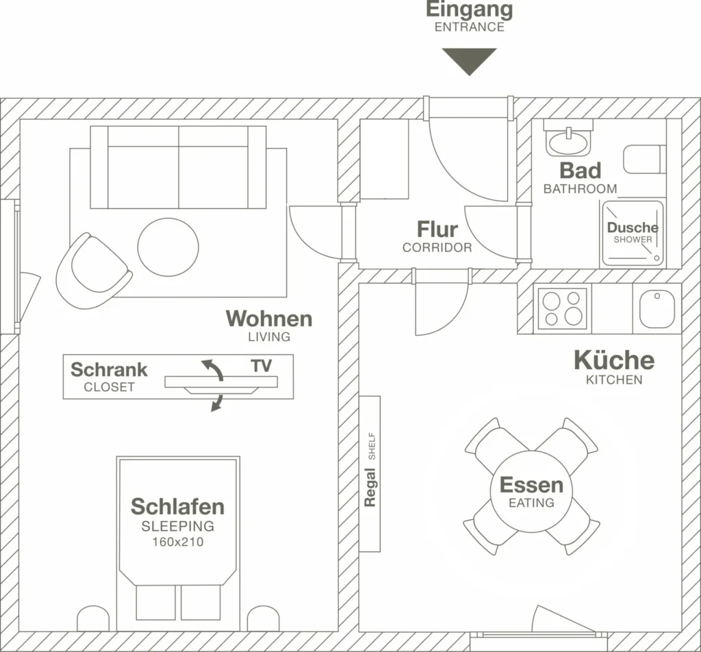 Layout of the Luxury apartment, ipartment Leverkusen