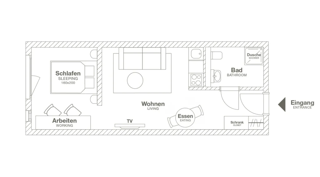 Layout of the Medium apartment (Variant 2), ipartment Leverkusen