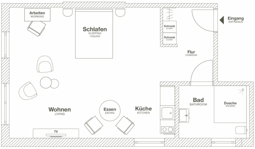 Layout of the Luxury apartment (Variant 1), ipartment Wolfsburg