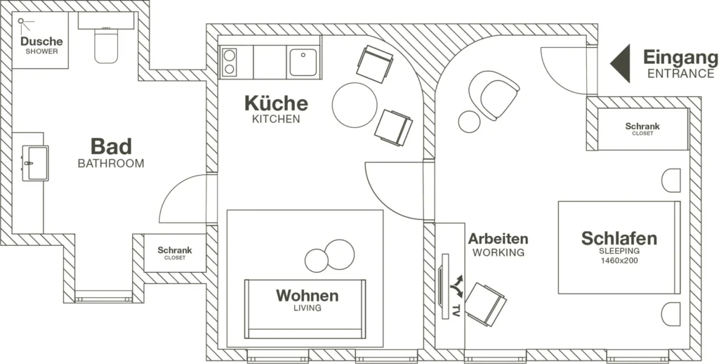 Layout of the Luxury apartment (Variant 2), ipartment Wolfsburg
