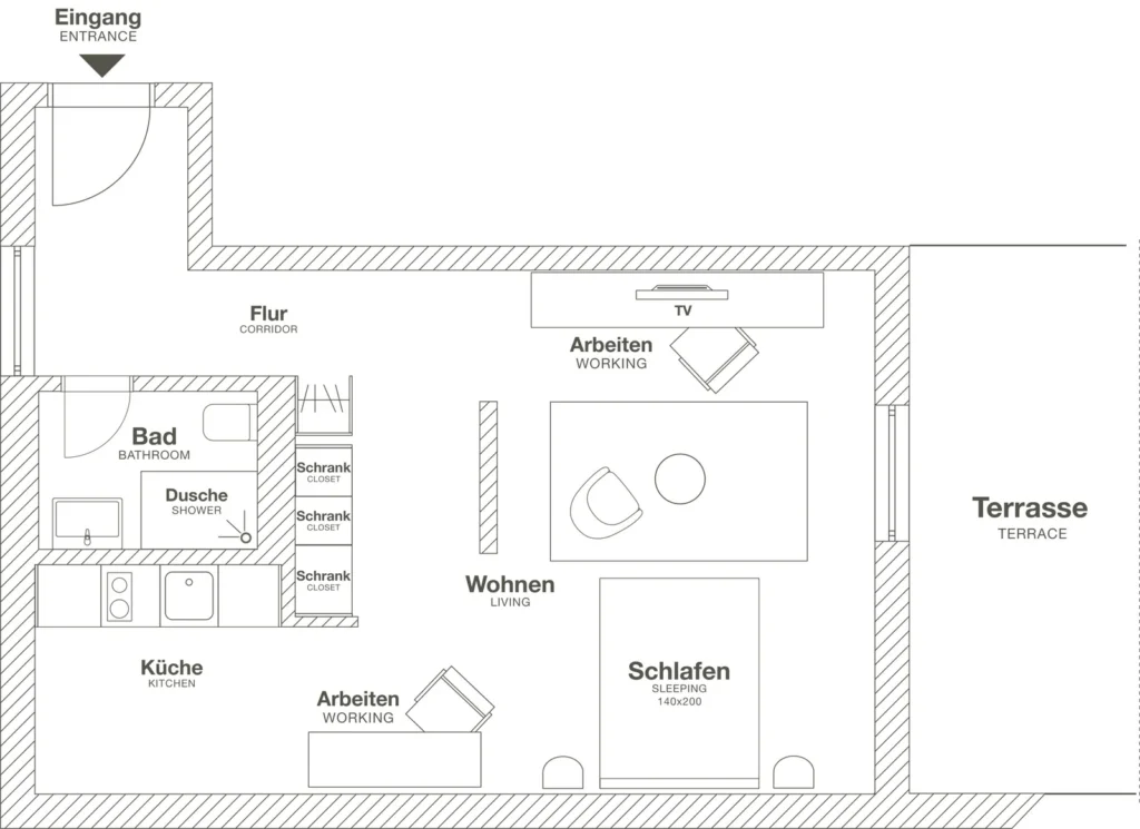 Layout of the Luxury apartment (Variant 4), ipartment Wolfsburg