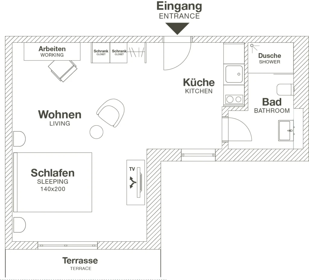 Layout of the Medium apartment (Variant 4), ipartment Wolfsburg