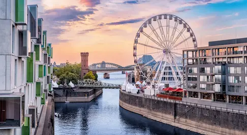 Giant Ferris wheel on the Rhine River in Cologne